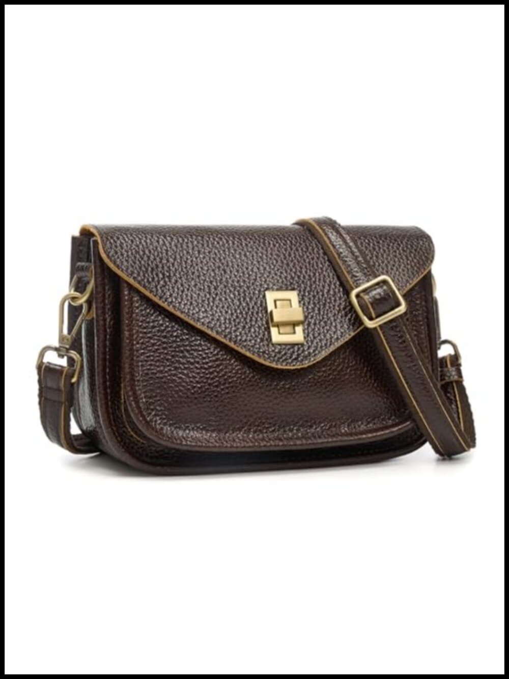 Genuine Leather Crossbody Bag Small Satchel Adjustable Strap Everyday Purse